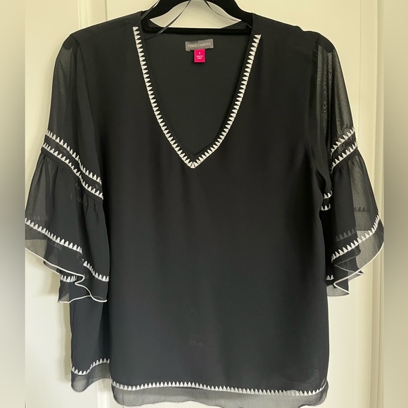 Bell Sleeve Embroidered Chiffon Top - Picture 5 of 5